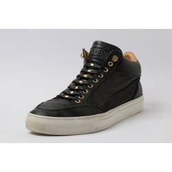 shoeps black golden button buty